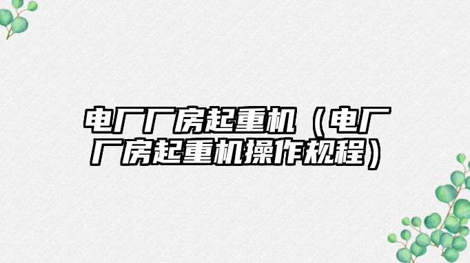 電廠廠房起重機(jī)（電廠廠房起重機(jī)操作規(guī)程）