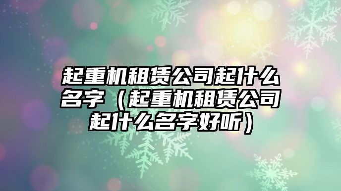 起重機租賃公司起什么名字（起重機租賃公司起什么名字好聽）