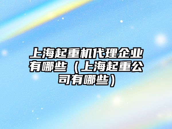 上海起重機(jī)代理企業(yè)有哪些（上海起重公司有哪些）