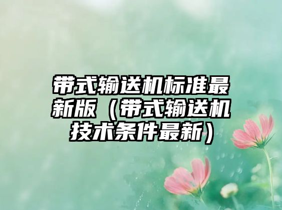 帶式輸送機(jī)標(biāo)準(zhǔn)最新版（帶式輸送機(jī)技術(shù)條件最新）