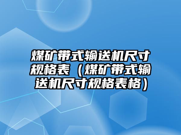 煤礦帶式輸送機(jī)尺寸規(guī)格表（煤礦帶式輸送機(jī)尺寸規(guī)格表格）