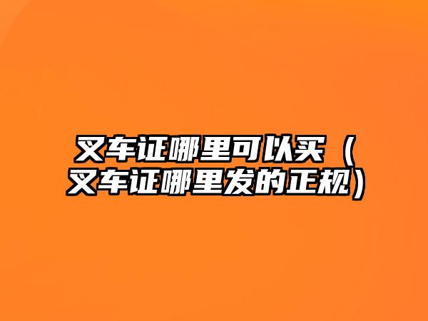 叉車證哪里可以買（叉車證哪里發(fā)的正規(guī)）