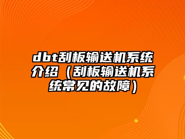 dbt刮板輸送機(jī)系統(tǒng)介紹（刮板輸送機(jī)系統(tǒng)常見的故障）