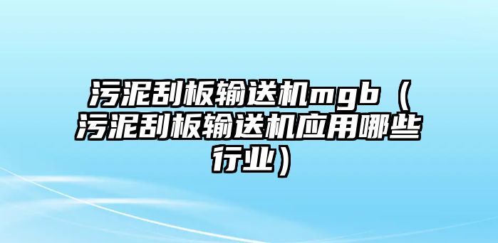 污泥刮板輸送機mgb（污泥刮板輸送機應(yīng)用哪些行業(yè)）