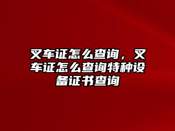 叉車證怎么查詢，叉車證怎么查詢特種設(shè)備證書查詢