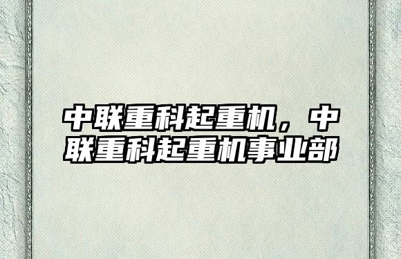 中聯(lián)重科起重機，中聯(lián)重科起重機事業(yè)部