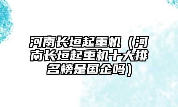 河南長垣起重機（河南長垣起重機十大排名榜是國企嗎）