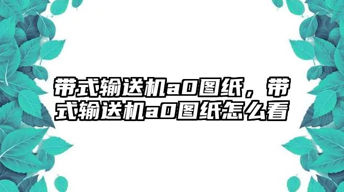 帶式輸送機a0圖紙，帶式輸送機a0圖紙怎么看