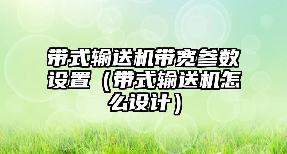 帶式輸送機帶寬參數(shù)設置（帶式輸送機怎么設計）