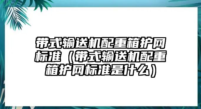 帶式輸送機(jī)配重箱護(hù)網(wǎng)標(biāo)準(zhǔn)（帶式輸送機(jī)配重箱護(hù)網(wǎng)標(biāo)準(zhǔn)是什么）