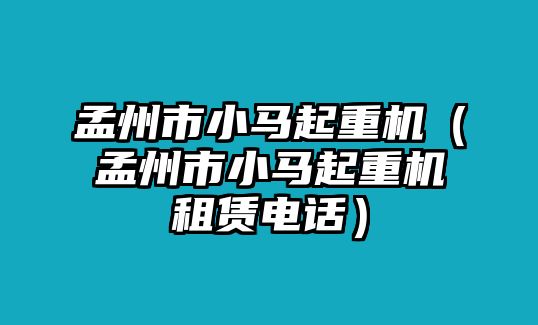 孟州市小馬起重機(jī)（孟州市小馬起重機(jī)租賃電話）