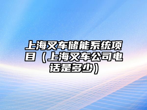 上海叉車儲能系統(tǒng)項(xiàng)目（上海叉車公司電話是多少）