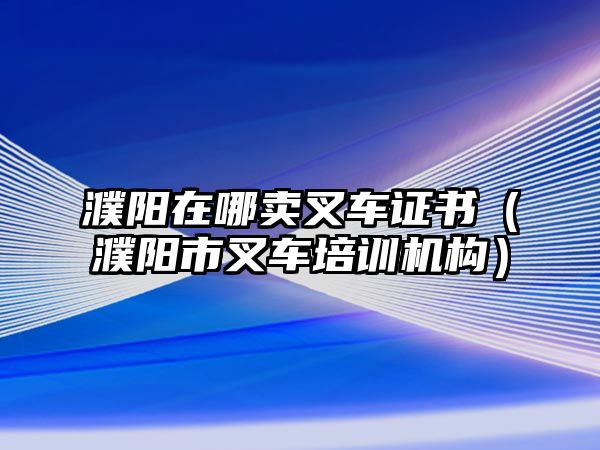 濮陽在哪賣叉車證書（濮陽市叉車培訓(xùn)機構(gòu)）