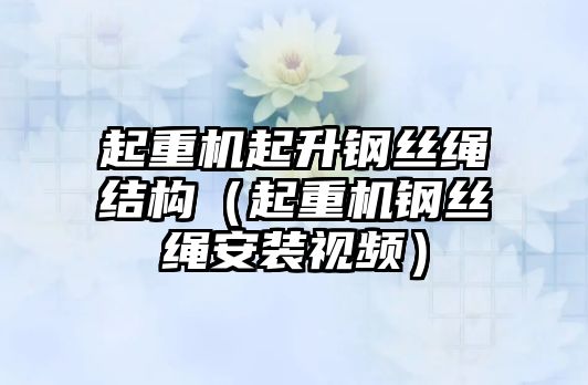 起重機起升鋼絲繩結構（起重機鋼絲繩安裝視頻）