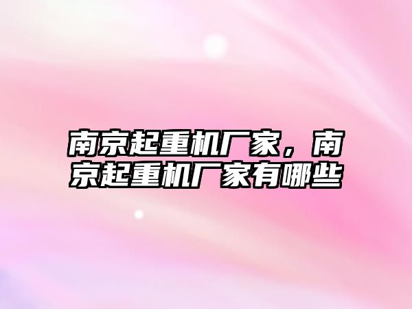 南京起重機廠家，南京起重機廠家有哪些