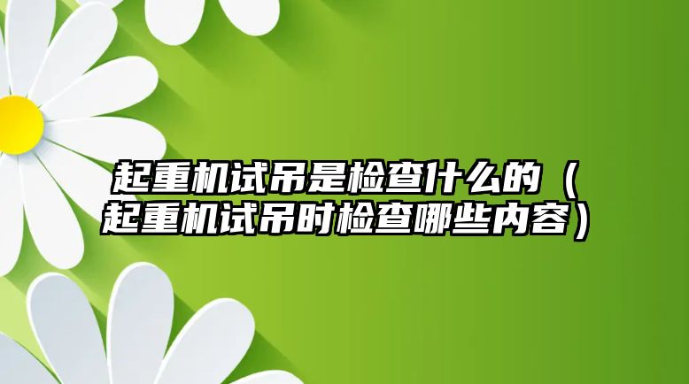 起重機試吊是檢查什么的（起重機試吊時檢查哪些內(nèi)容）