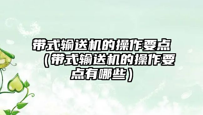 帶式輸送機(jī)的操作要點(diǎn)（帶式輸送機(jī)的操作要點(diǎn)有哪些）