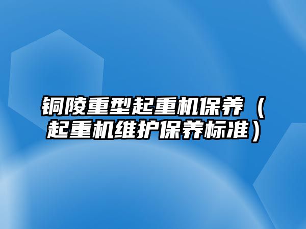 銅陵重型起重機保養(yǎng)（起重機維護保養(yǎng)標準）