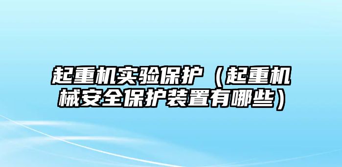 起重機實驗保護（起重機械安全保護裝置有哪些）