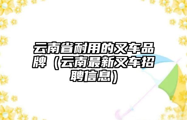 云南省耐用的叉車品牌（云南最新叉車招聘信息）