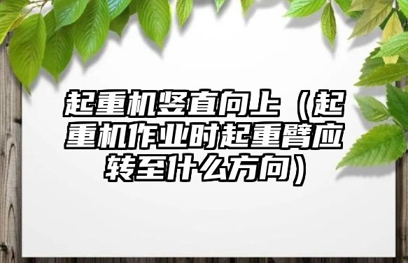 起重機豎直向上（起重機作業(yè)時起重臂應(yīng)轉(zhuǎn)至什么方向）