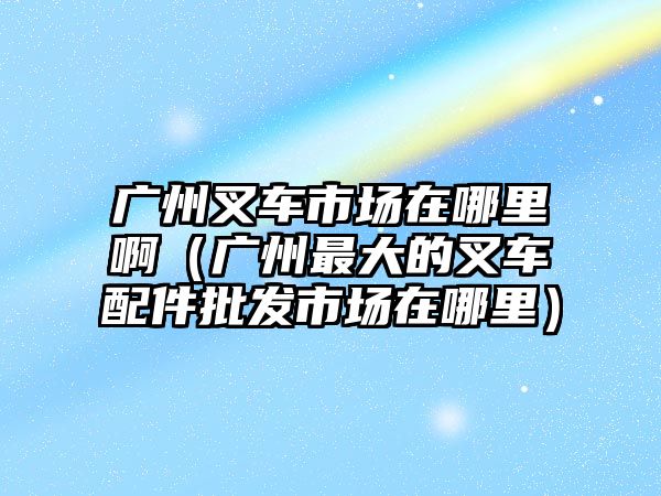 廣州叉車市場在哪里?。◤V州最大的叉車配件批發(fā)市場在哪里）