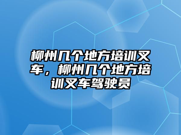 柳州幾個地方培訓叉車，柳州幾個地方培訓叉車駕駛員