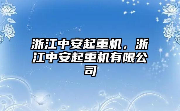 浙江中安起重機，浙江中安起重機有限公司