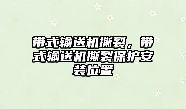 帶式輸送機撕裂，帶式輸送機撕裂保護安裝位置