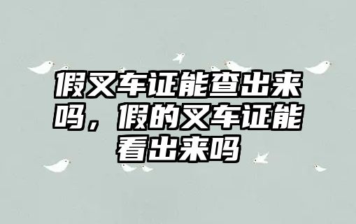 假叉車證能查出來嗎，假的叉車證能看出來嗎