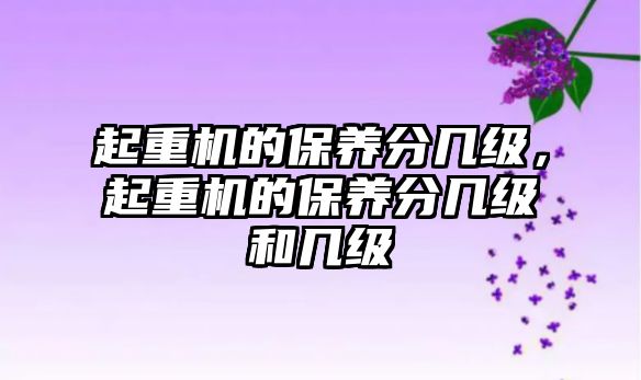 起重機的保養(yǎng)分幾級，起重機的保養(yǎng)分幾級和幾級