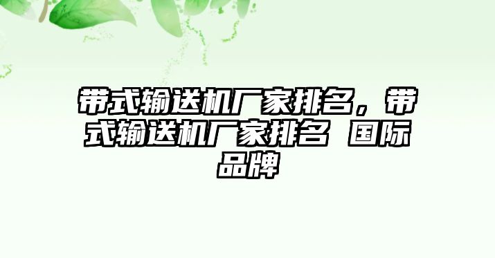 帶式輸送機廠家排名，帶式輸送機廠家排名 國際品牌