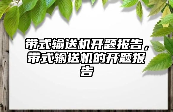 帶式輸送機開題報告，帶式輸送機的開題報告